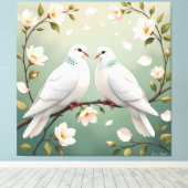 Weiße Tauben der Liebe Leinwanddruck (Insitu (Holzboden))