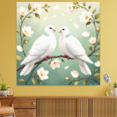 Weiße Tauben der Liebe Leinwanddruck (Insitu (Wohnzimmer))