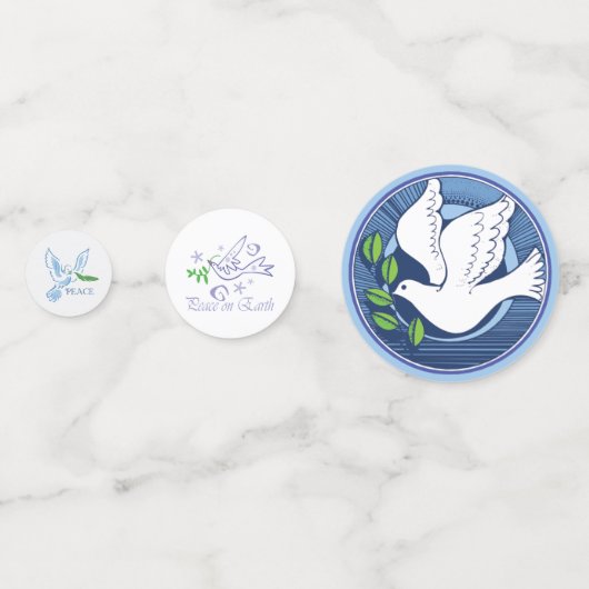 Weiße Tauben des Friedens Konfetti (Vorderseiten)