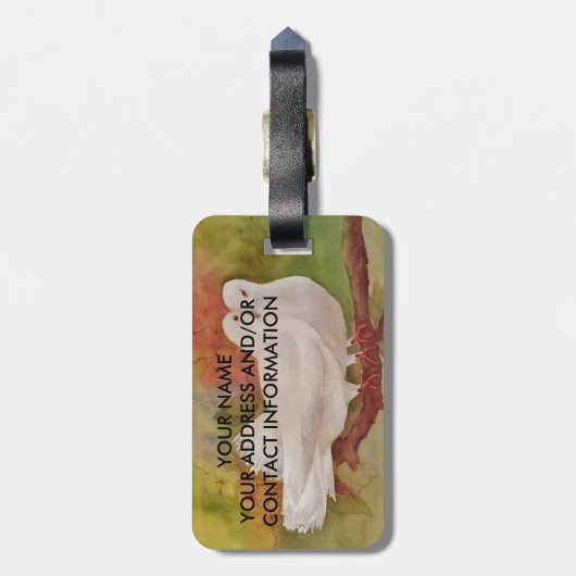 Weiße Tauben Gepäckanhänger (Rückseite vertikal)