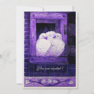 WEIßE TAUBEN IM BLAUEN FENSTER, Hochzeitsfeier Einladung