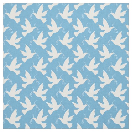 Weiße Tauben mit blauem Bandmuster Stoff (Muster)