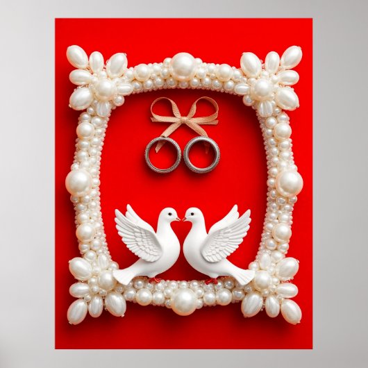 Weiße Tauben mit Hochzeitsrennen Poster (Vorne)