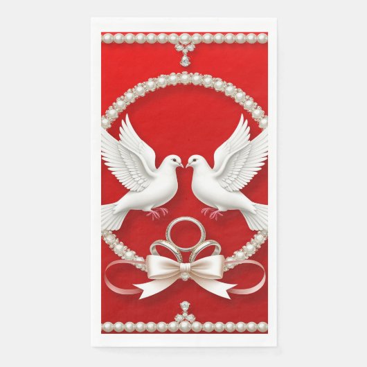 Weiße Tauben mit Hochzeitsrennen Serviette (Vorderseite)