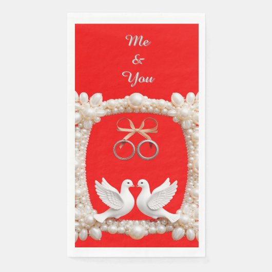 Weiße Tauben mit Hochzeitsrennen Serviette (Vorderseite)