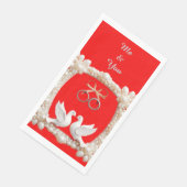 Weiße Tauben mit Hochzeitsrennen Serviette (Ecke)