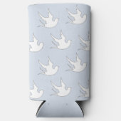 Weiße Tauben Silhouette Muster auf blau Selters Dosenkühler (Vorderseite)