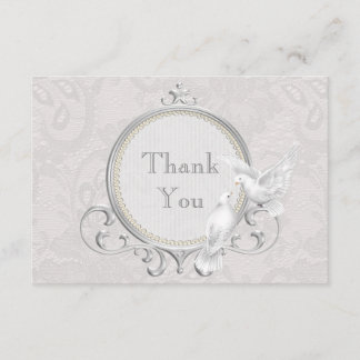 Weiße Tauben u. Paisley-Spitze danken Ihnen Dankeskarte