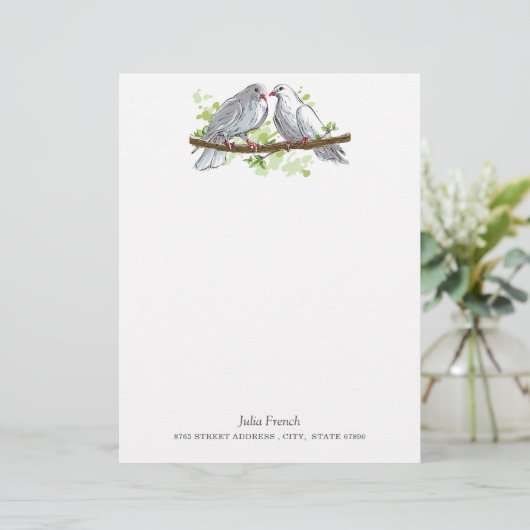 Weiße Taubenvögel auf Brachsenbriefen Briefbogen (Stehend Vorderseite)