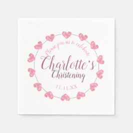 Weiße Taufservietten mit rosa Blume Serviette