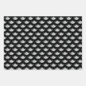 Weiße Teapots auf schwarz Geschenkpapier Set (Vorderseite 2)