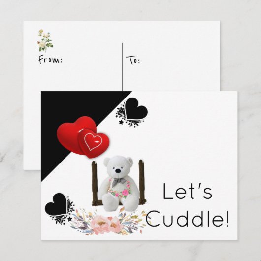 Weiße Teddybären der Postkarte (Vorne/Hinten)