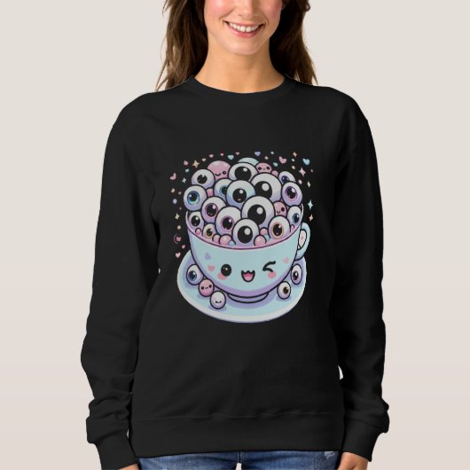 Weiße Tee Pun Weidcore Ästhetische Eyeball Tee Lie (Vorderseite)