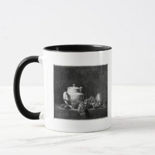 Weiße Teekanne mit zwei Kastanien Tasse