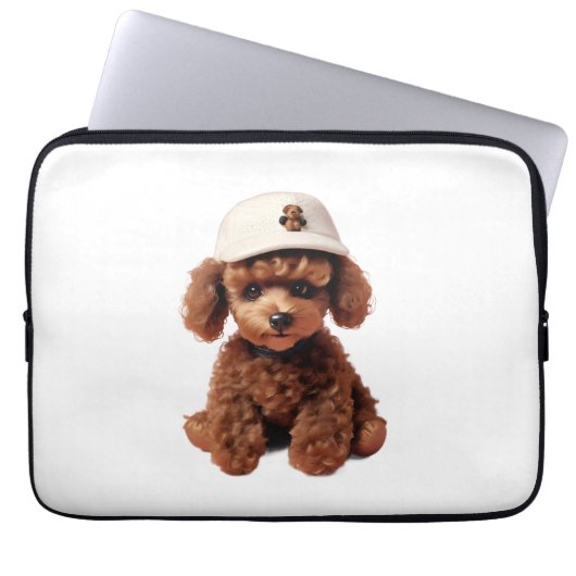 Weiße Teetasse Pudel Mappe Laptopschutzhülle (Vorderseite)