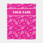 🎾 weiße Tennisschläger in Rosa, individuelle Name Fleecedecke (Vorderseite)