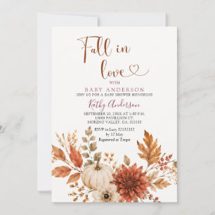 Weiße Terrakotta-Fall-in-Love-Kürbis-Baby-Party Einladung