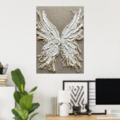 Weiße texturierte Engel Flügel Skulptur Neutral Le Poster (Heimbüro)