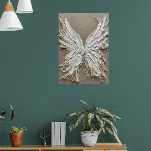 Weiße texturierte Engel Flügel Skulptur Neutral Le Poster