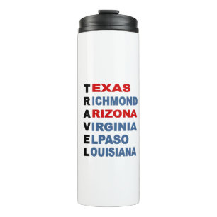 Weiße Thermosflasche TRAVEL USA Thermosbecher