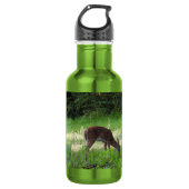 Weiße Tiere auf einem grasbewachsenen Feld Edelstahlflasche (Vorderseite)