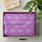 Weiße Tierpfade Rosa und Blauer Weihnachtsbaum Ros Seidenpapier (Geschenk)