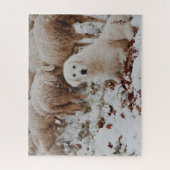 Weiße Tierschütze Hund mit Schafen Puzzle (Vertikal)