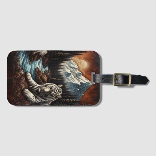 Weiße Tiger am Fluss Gepäckanhänger (Vorderseite (Horizontal))