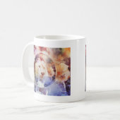Weiße Tiger-Blumenblase Grunge Kaffeetasse (Vorderseite Links)