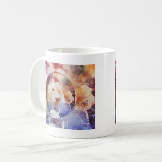 Weiße Tiger-Blumenblase Grunge Kaffeetasse (Vorderseite Links)