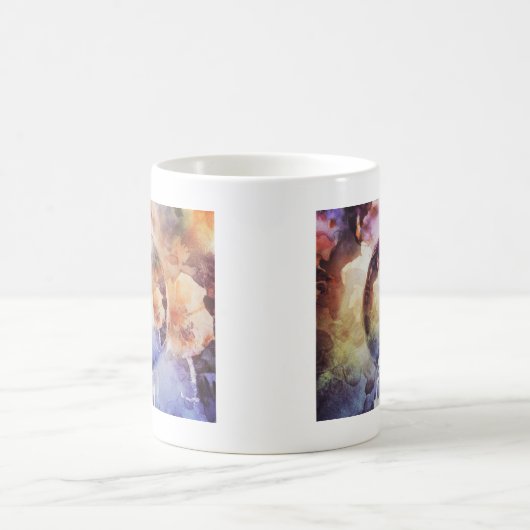 Weiße Tiger-Blumenblase Grunge Kaffeetasse (Mittel)