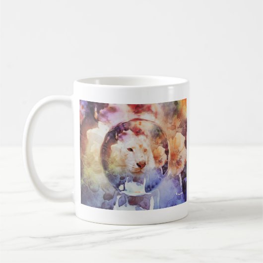 Weiße Tiger-Blumenblase Grunge Kaffeetasse (Links)