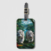 Weiße Tiger, die durch den Dschungel schlendern Gepäckanhänger (Vorderseite Vertikal)