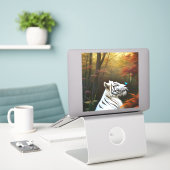 Weiße Tiger, die Momente lieben, Aufkleber (Laptop auf Schreibtisch)