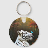 Weiße Tiger, die Momente lieben, Keyring Schlüsselanhänger (Vorderseite)