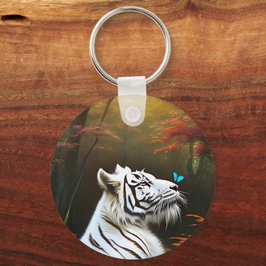 Weiße Tiger, die Momente lieben, Keyring Schlüsselanhänger (Rückseite)