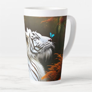 Weiße Tiger, die Momente lieben, Latte-Tasse Milchtasse