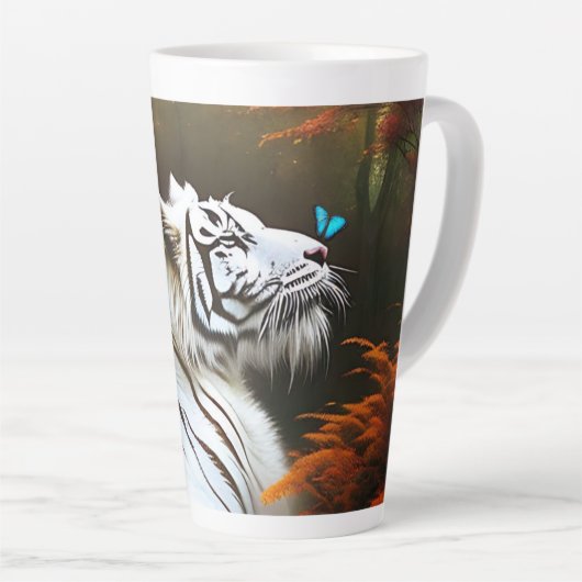 Weiße Tiger, die Momente lieben, Latte-Tasse Milchtasse (Rechte Ecke)
