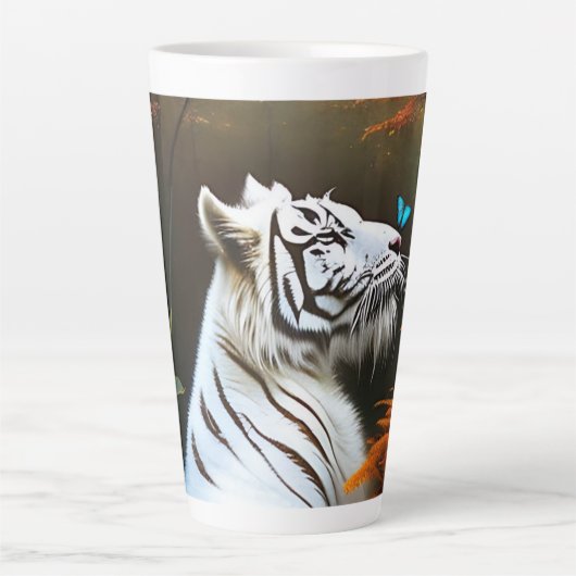 Weiße Tiger, die Momente lieben, Latte-Tasse Milchtasse (Vorderseite)