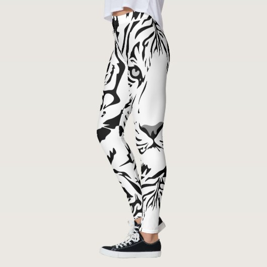 Weiße Tiger-Druck-Leggings Leggings (Links)