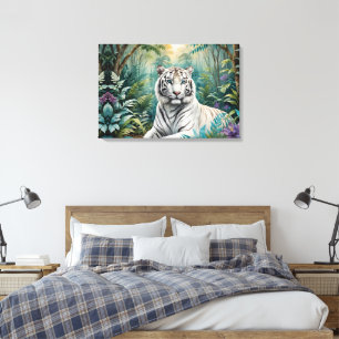 Weiße Tiger-Dschungelvegetation Leinwanddruck