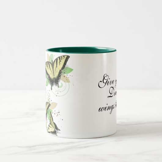 Weiße Tiger-Frack-Schmetterlinge Zweifarbige Tasse (Mittel)