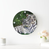 Weiße Tiger Fraktal-Uhr Große Wanduhr (Zuhause)