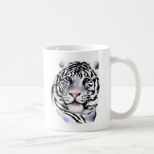 Weiße Tiger-Gesichts-Tasse Kaffeetasse (Rechts)