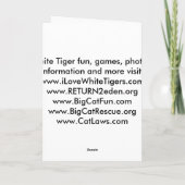 Weiße Tiger-Gruß-Karte Karte (Rückseite)