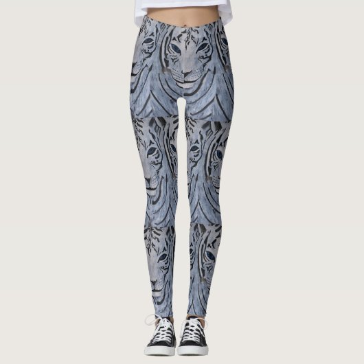 WEISSE TIGER LEGGINGS VON PAULA REILLY. (Vorderseite)