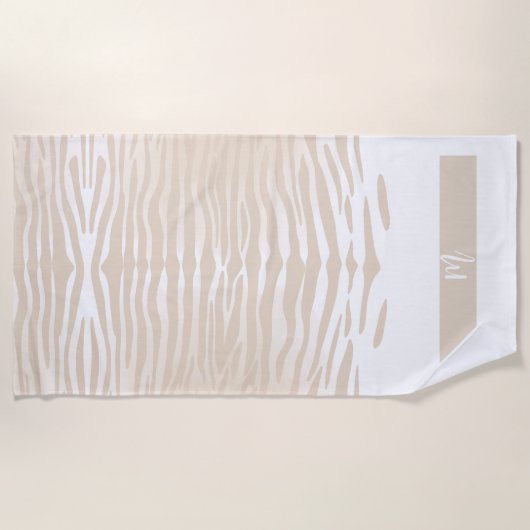 Weiße Tiger-Monogramm-Strandtuch Strandtuch (Vorderseite)