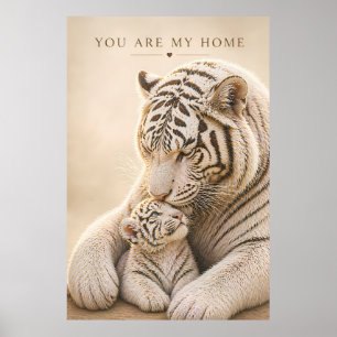 Weiße Tiger-Mutter und Jungtier – Du bist mein Zuh Poster