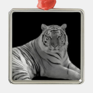 Weiße Tiger Ornament Aus Metall