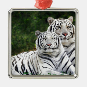 Weiße Tiger Ornament Aus Metall